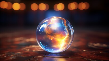 Glowing Fantasy Orb with Flames Inside Surrounded by Warm Light