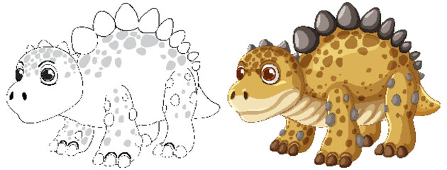 Fototapeta premium Colorful and outlined dinosaur vector illustration