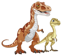 Two dinosaurs standing side by side