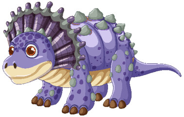 Adorable cartoon dinosaur with purple scales © blueringmedia