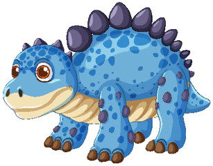 Adorable blue dinosaur with spikes and spots