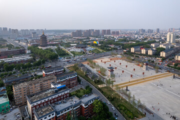 Aerial View of Urban Landscape With Park