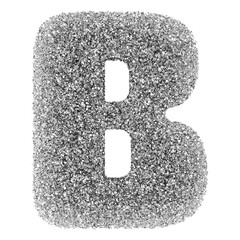 Silver 3D Font Letter B uppercase