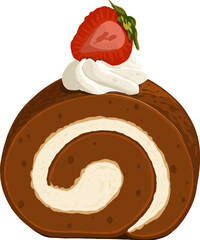 Chocolate Cake Roll Vector Graphic Art Illustration Clipart