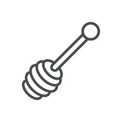 Honey Stick Icon. Simple Line Illustration of a Honey Dipper Stick, Symbolizing Traditional Honey Serving Utensil. Vector Symbol on White Background.