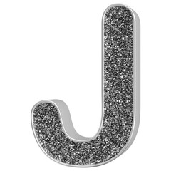 Silver 3D Font Letter J uppercase