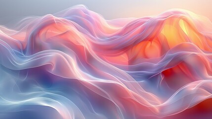 Obraz premium A serene abstract background with flowing curves and waves in soft pastel tones, creating a calming and harmonious design that evokes a sense of movement and tranquility. Abstract Backgrounds