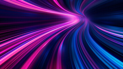 Abstract background with motion blur light trails on dark blue and pink colors, highway speed effect in the style of business technology concept