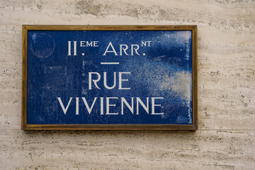 typical street name sign  from Paris , Rue Vivienne