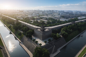Fototapeta premium Scenic Aerial View of Historic City Wall