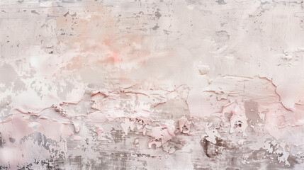 Rustic Textured Wall with Spring Blossoms Color Washing Technique. Aged effect. Palette of baby pink with subtle variations in hue and tonality. High-resolution. Soft, layered finish.