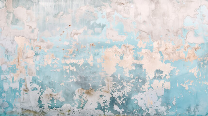 Fototapeta premium Rustic Textured Wall with Spring Blossoms Color Washing Technique. Aged effect. Palette of powder blue with subtle variations in hue and tonality. High-resolution. Soft, layered finish.