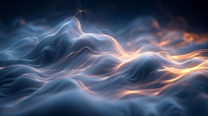 Obraz premium Abstract image of flowing smoke, highlighted to emphasize its delicate, sinuous forms and intricate patterns. Abstract Backgrounds Illustration, Minimalism,