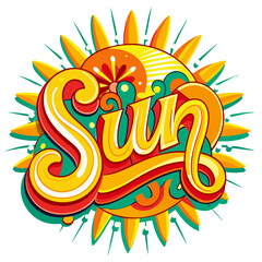 summer theme design bright and cheerful letters with sun