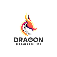 Vector Logo Illustration Dragon Gradient Colorful Style