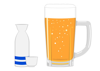 日本酒と生ビール