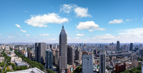 Fototapeta premium Majestic City Skyline Under Blue Skies