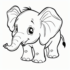 Obraz premium cartoon of a Elephant children coloring book page
