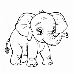 Fototapeta premium cartoon of a Elephant children coloring book page