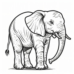 Fototapeta premium cartoon of a Elephant children coloring book page