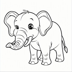 Fototapeta premium cartoon of a Elephant children coloring book page