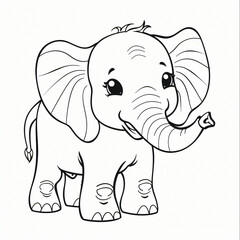 Obraz premium cartoon of a Elephant children coloring book page