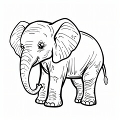 Obraz premium cartoon of a Elephant children coloring book page