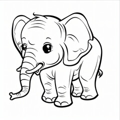 Naklejka premium cartoon of a Elephant children coloring book page