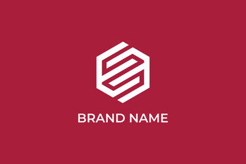 initial letter EE hexagon combined lineart abstract minimal business logo, letter EE S hexagon lineart logo, letter S 