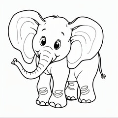 Fototapeta premium cartoon of a Elephant children coloring book page
