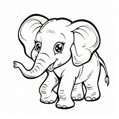 Fototapeta premium cartoon of a Elephant children coloring book page