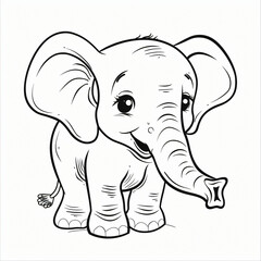 Fototapeta premium cartoon of a Elephant children coloring book page