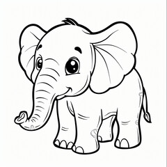 Naklejka premium cartoon of a Elephant children coloring book page