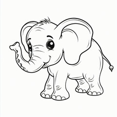 Fototapeta premium cartoon of a Elephant children coloring book page