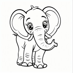Fototapeta premium cartoon of a Elephant children coloring book page