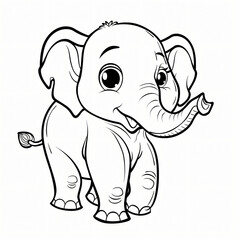 Fototapeta premium cartoon of a Elephant children coloring book page
