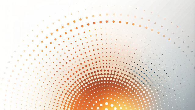 Abstract orange dotted background with a halftone wave pattern