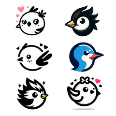 Fototapeta premium Cute Bird Vector Style with White background