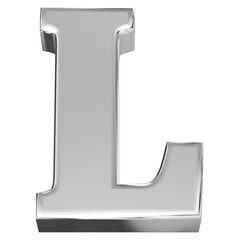 Silver 3D Font Letter L uppercase