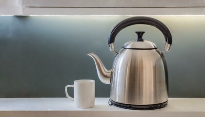 stainless kettle on the table
