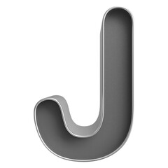 Silver 3D Font Letter J uppercase