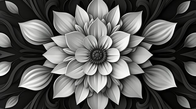 Elegant black and white abstract background with intricate patterns and a touch of grey, creating a sophisticated and timeless visual effect suitable for modern designs. Abstract Backgrounds