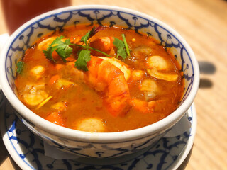Today we had lunch at a Thai restaurant with a special menu, namely delicious spicy seafood Tomyam