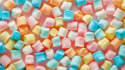 colorful marshmallows background. pattern for design and decoration of confectionery products, snacks or pastries.