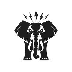 Powerful Elephant Logo with Lightning Bolts - Symbol of Strength and Energy