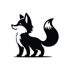 Sleek Fox Emblem - High-Quality Animal Illustration with Curved Tail