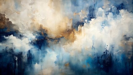 Blue and brown clouds painting, perfect for modern decor, textured swirls and brushstrokes. Wall texture