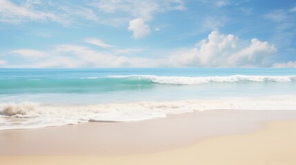 Obraz premium soft sand, and fluffy clouds decorating a bright blue summer sky