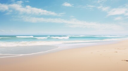 soft sand, and fluffy clouds decorating a bright blue summer sky