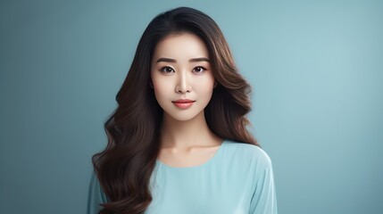 Fototapeta premium Asian beautiful woman with light blue shirt 